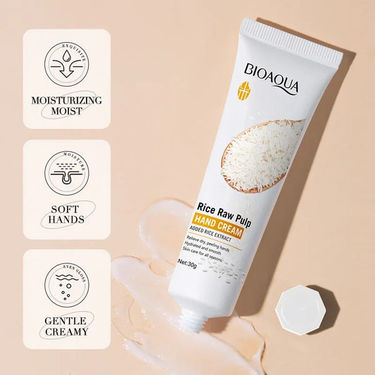 2pcs Rice Raw Pulp Hand Cream Rejuvenating Repair Nourishing Hand Skin Care Moisturizing Anti Crack Anti Aging Whitening Lotions